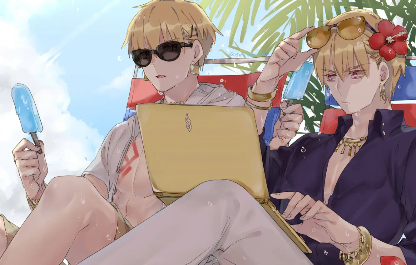 Photo wallpaper fruit, guys, two, Gilgamesh, Fate / Grand Order, The destiny of a great campaign