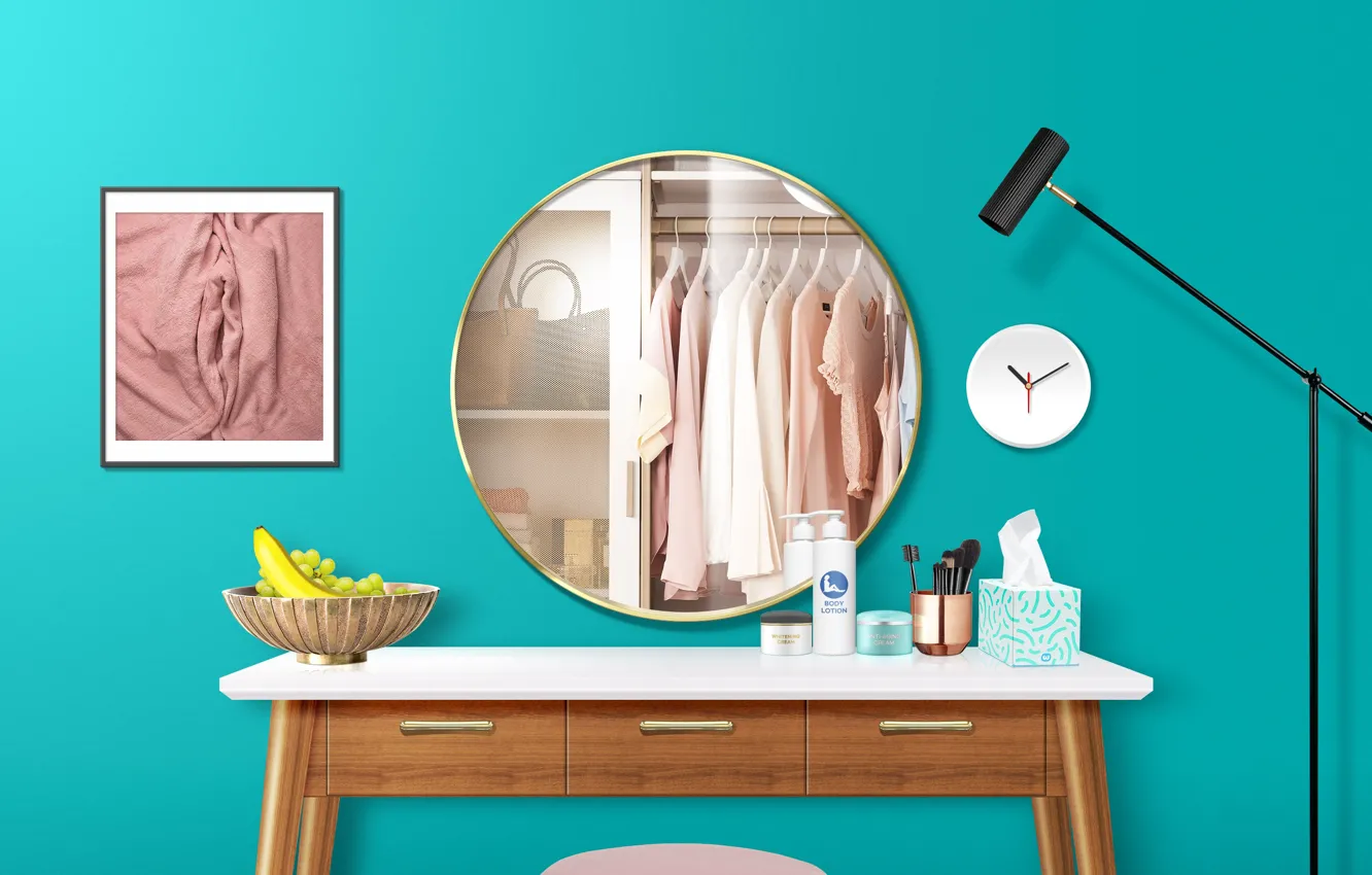 Photo wallpaper Dressing table, picture frame, makeup table, vanity table