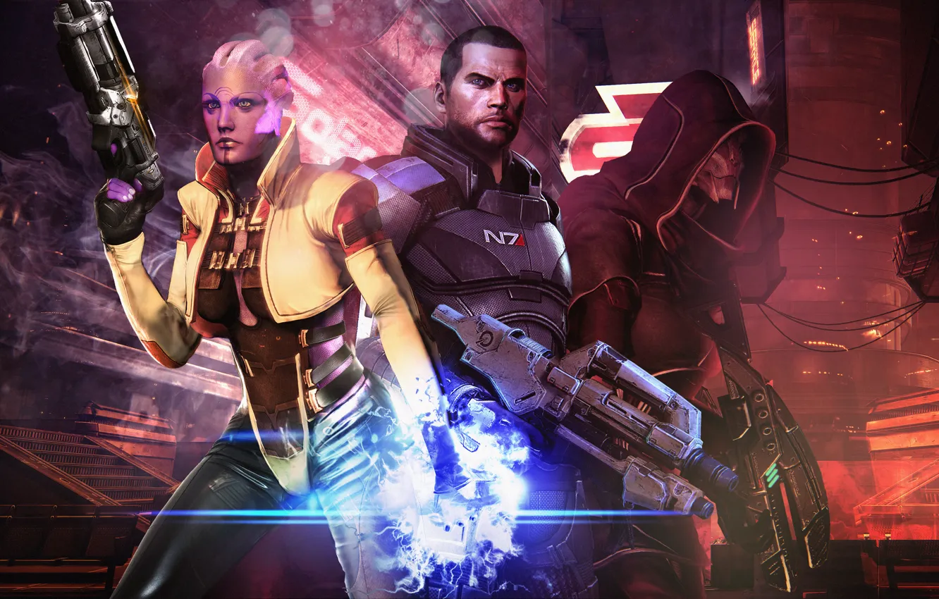 Photo wallpaper Omega, mass effect, shepard, Aria, 'm her