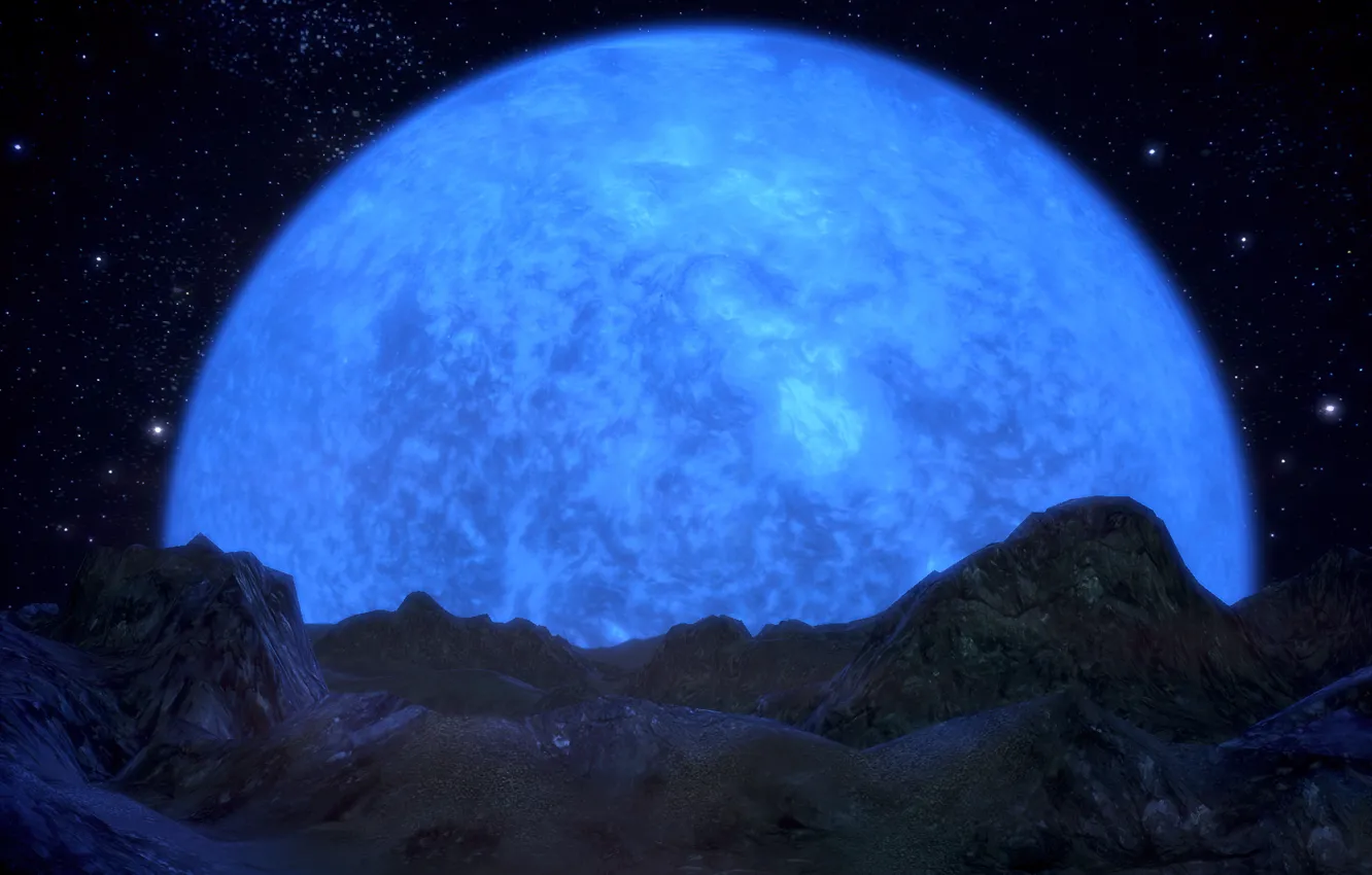 Photo wallpaper space, star, mass effect, landscape, mountains, CGI, scenary, Solcrum