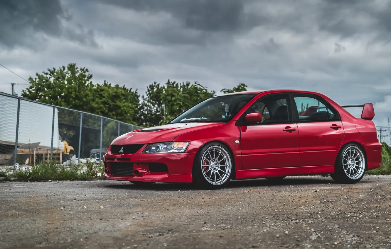 Photo wallpaper Mitsubishi, Lancer, Red, Evo