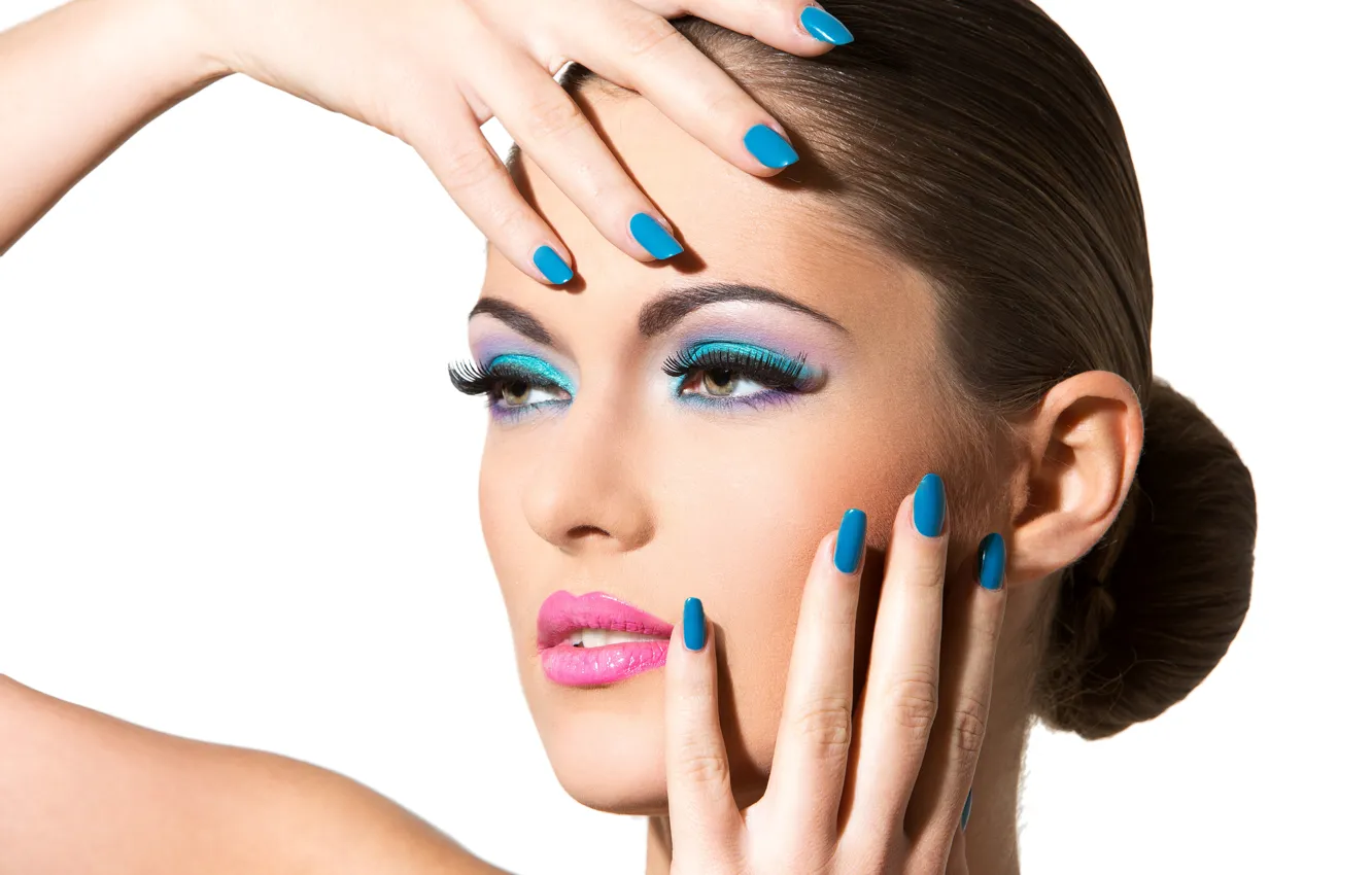 Photo wallpaper brunette, nails, make up