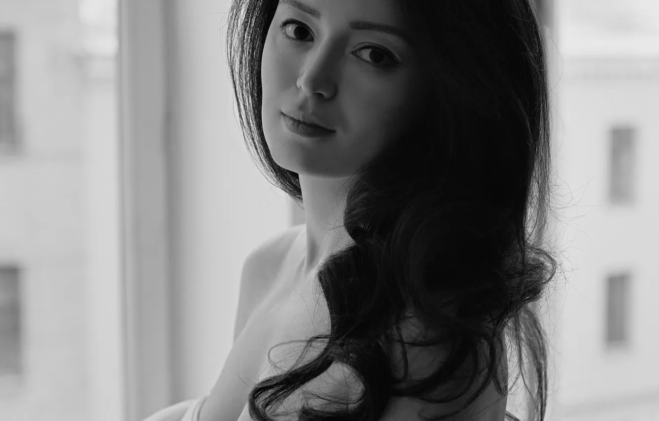 Photo wallpaper portrait, black and white, Nelly, Matvey Karmakov