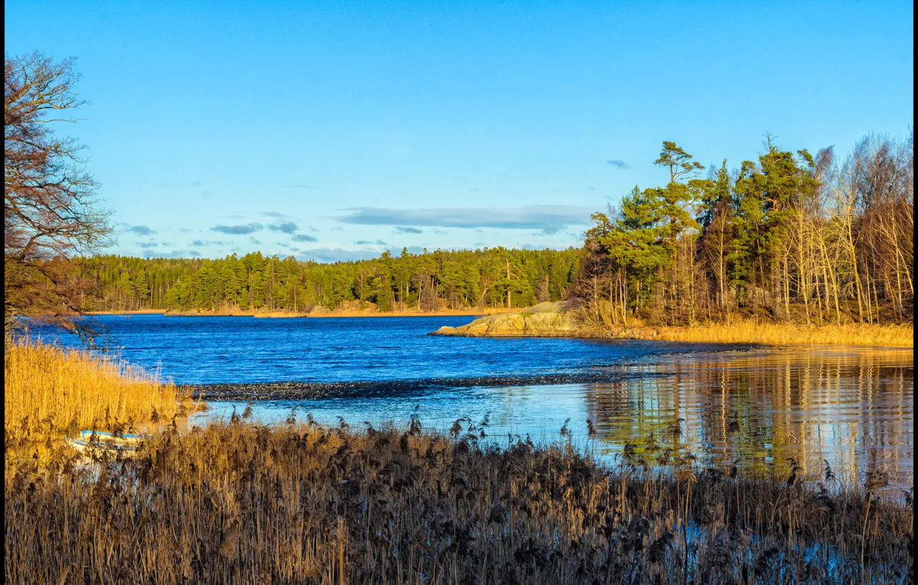 Photo wallpaper autumn, lake, autumn, lake