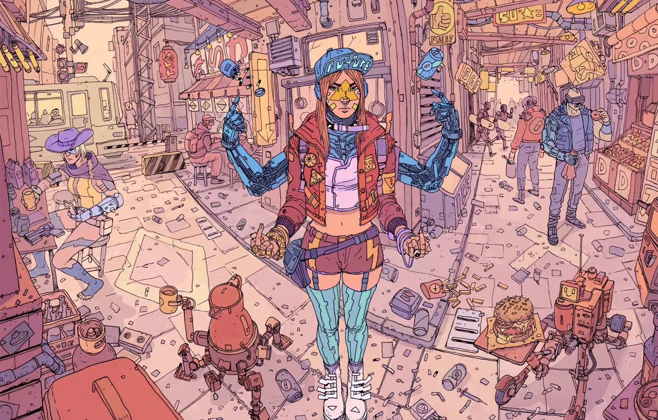 Photo wallpaper girl, style, fiction, robot, hands, art, fantasy, cyborg