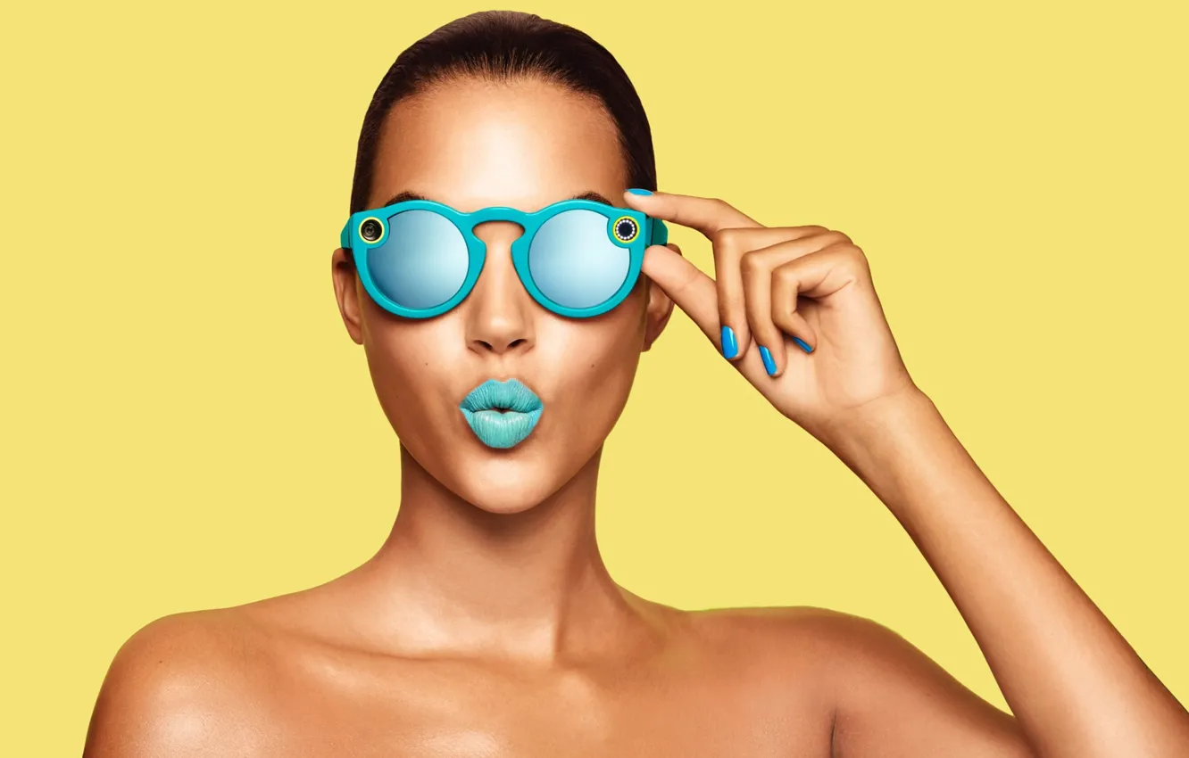 Photo wallpaper face, girl, pose, Snapchat Glasses, woman, model, lips