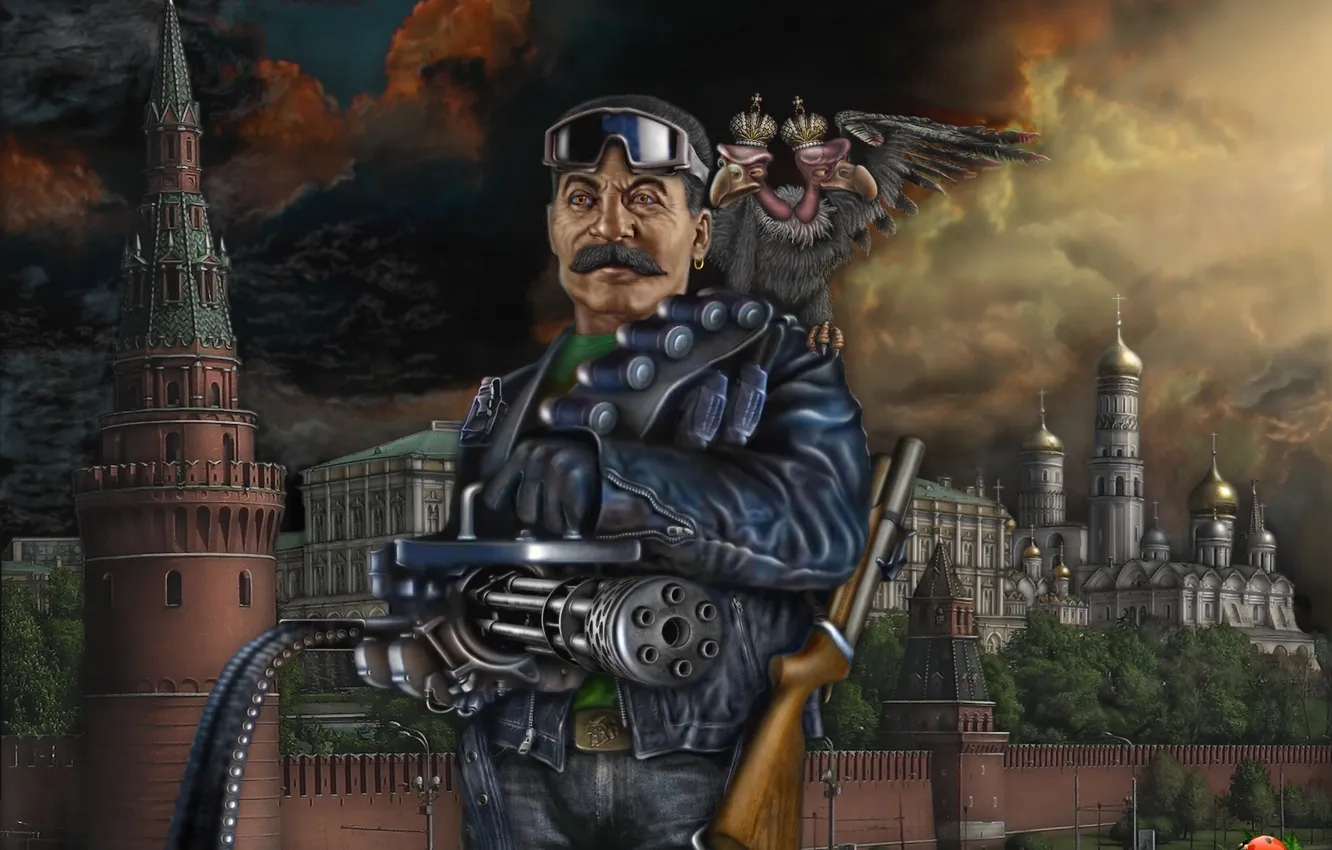 Photo wallpaper the Kremlin, machine gun, Stalin