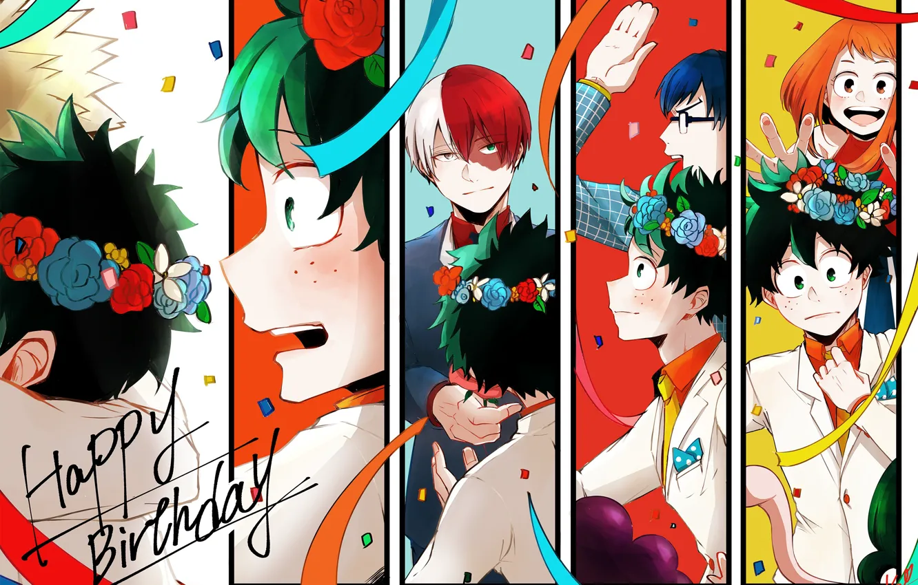 Photo wallpaper anime, art, Boku no Hero Academy, My hero Academy, Todoroki Shoto, Midori