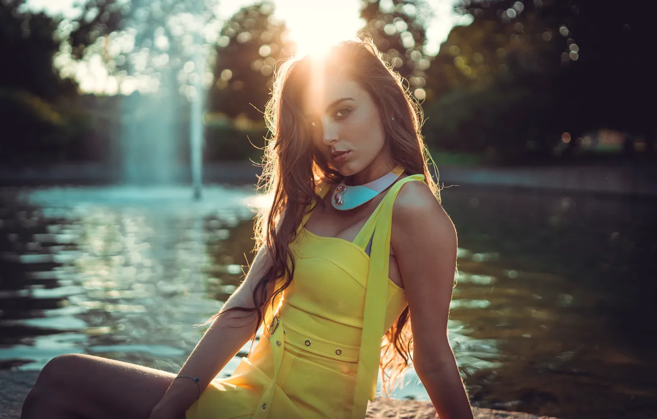 Photo wallpaper girl, light, hair, dress, beautiful, Marco Squassina