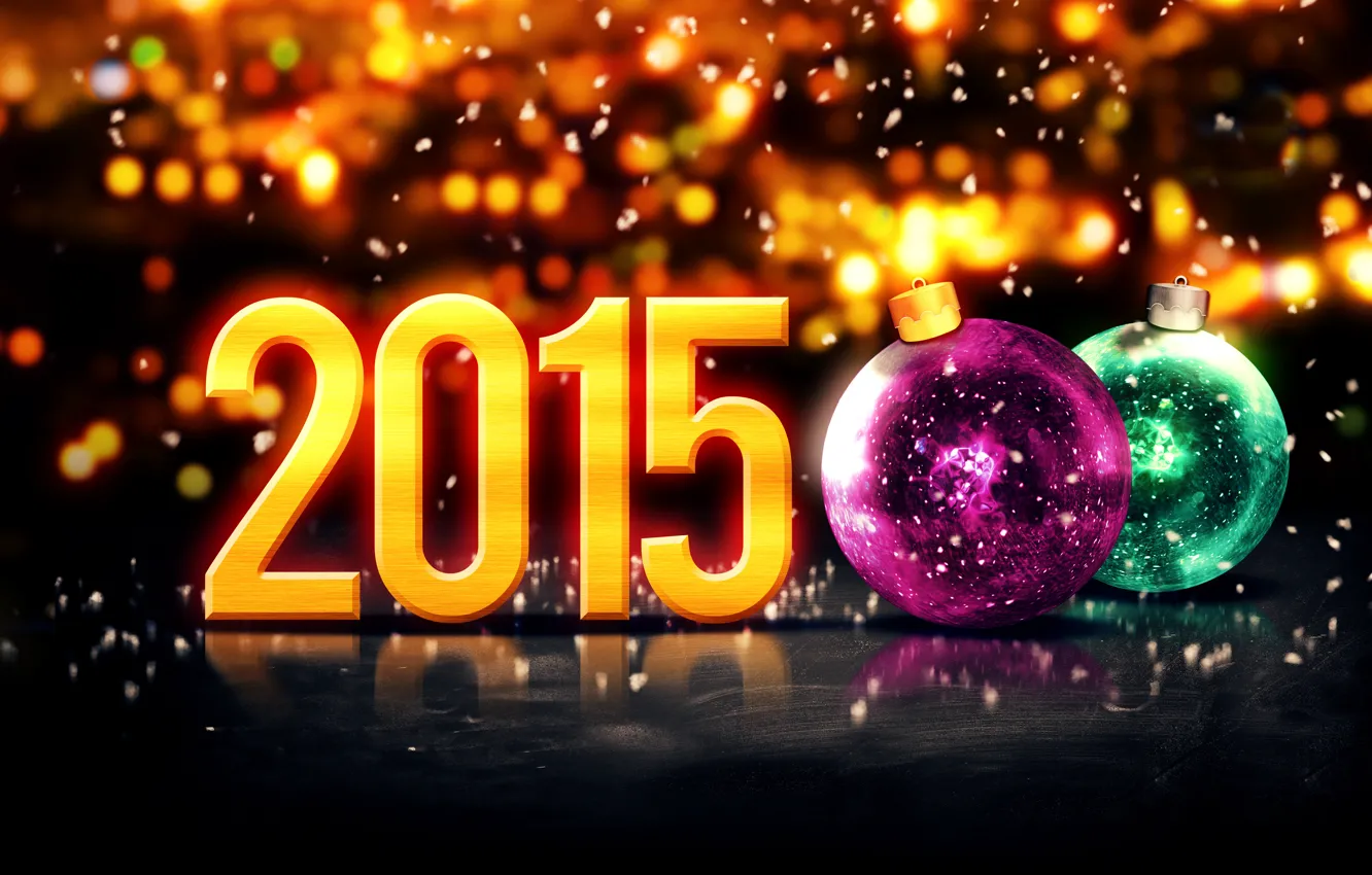 Photo wallpaper New Year, balls, New Year, Happy, 2015