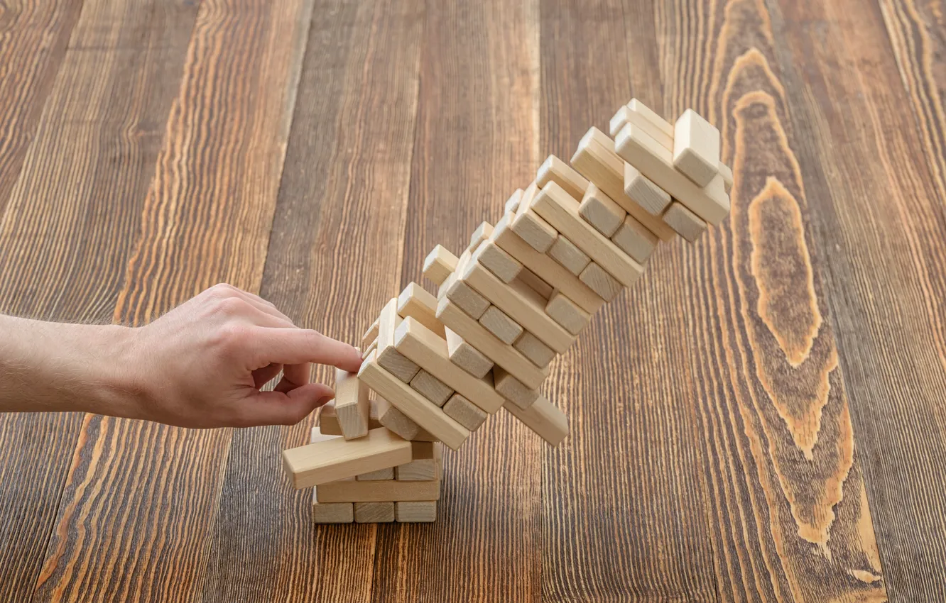 Photo wallpaper game, fail, Jenga