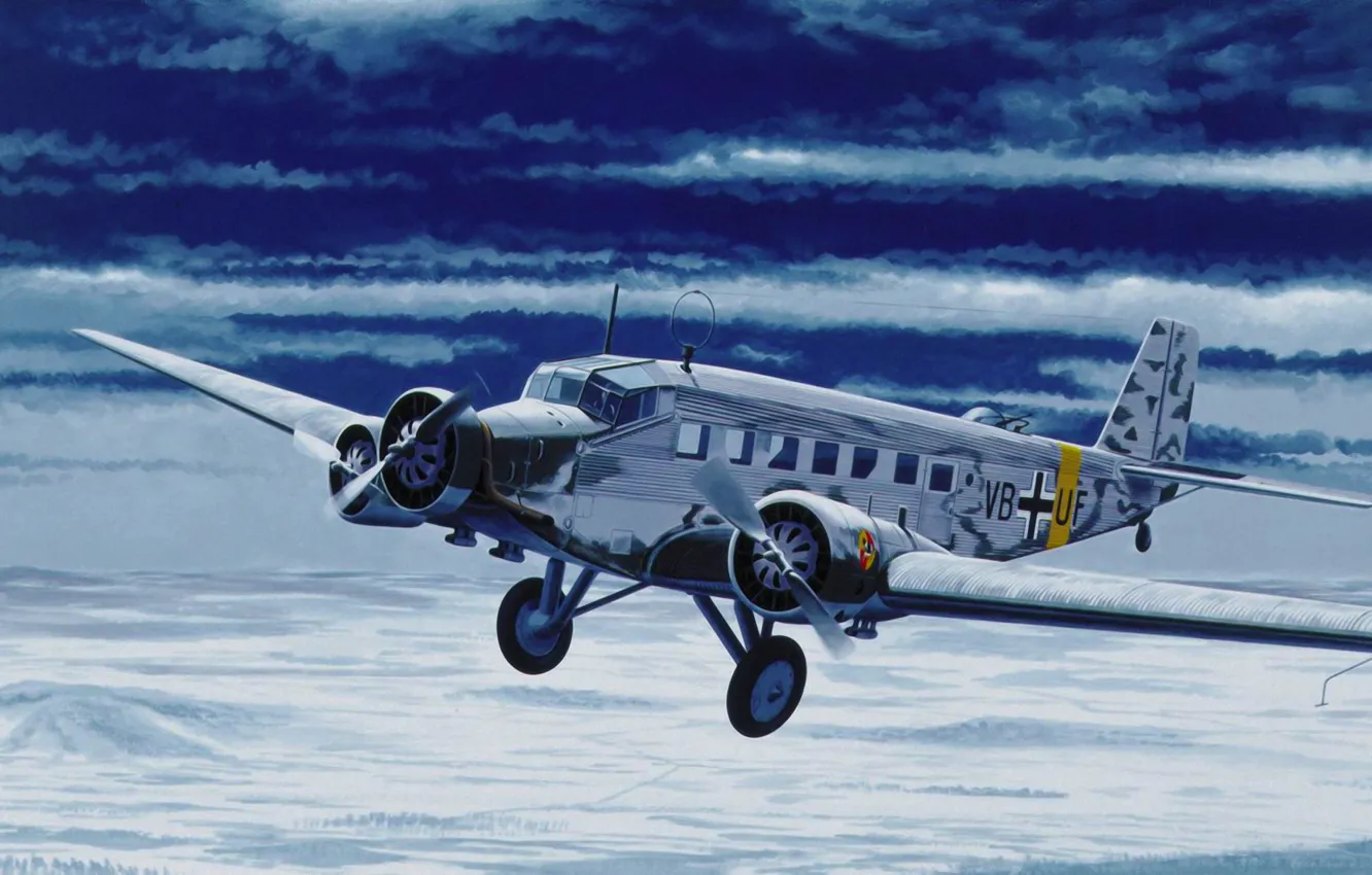 Photo wallpaper art, airplane, painting, aviation, Junkers Ju 52
