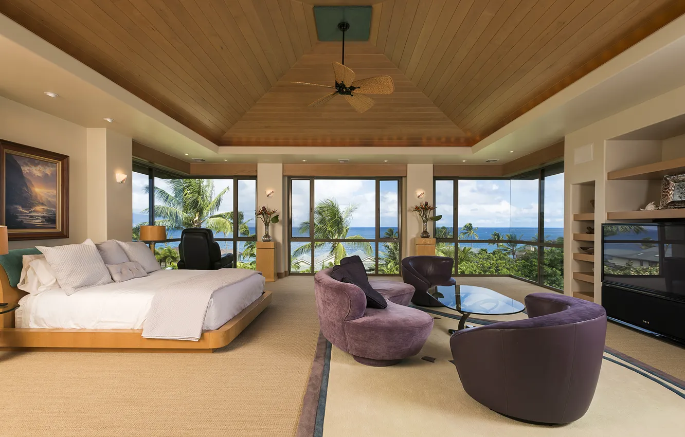 Photo wallpaper pacific ocean, home, luxury, hawaii, bedroom, maui