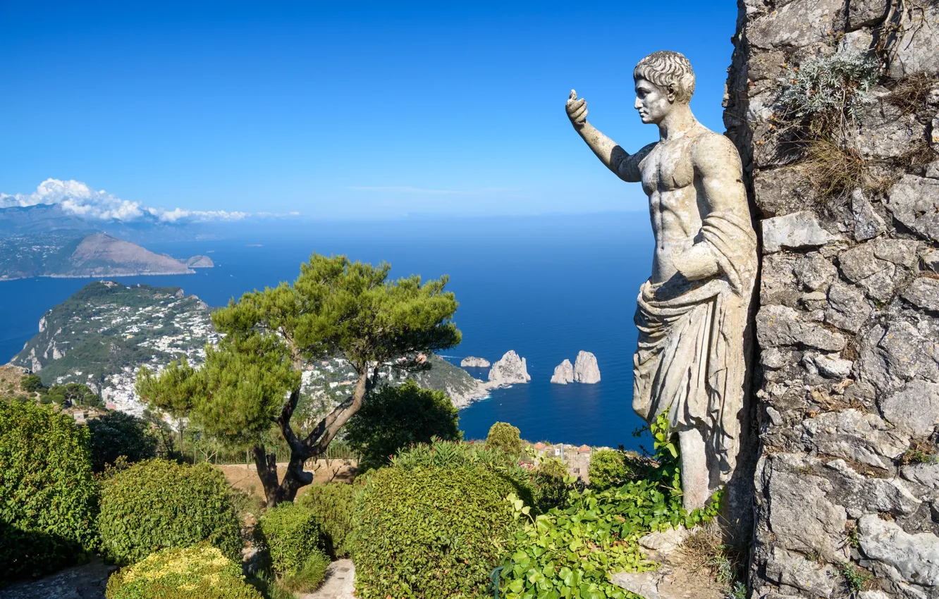 Photo wallpaper Italy, statue, Capri, Monte Solaro