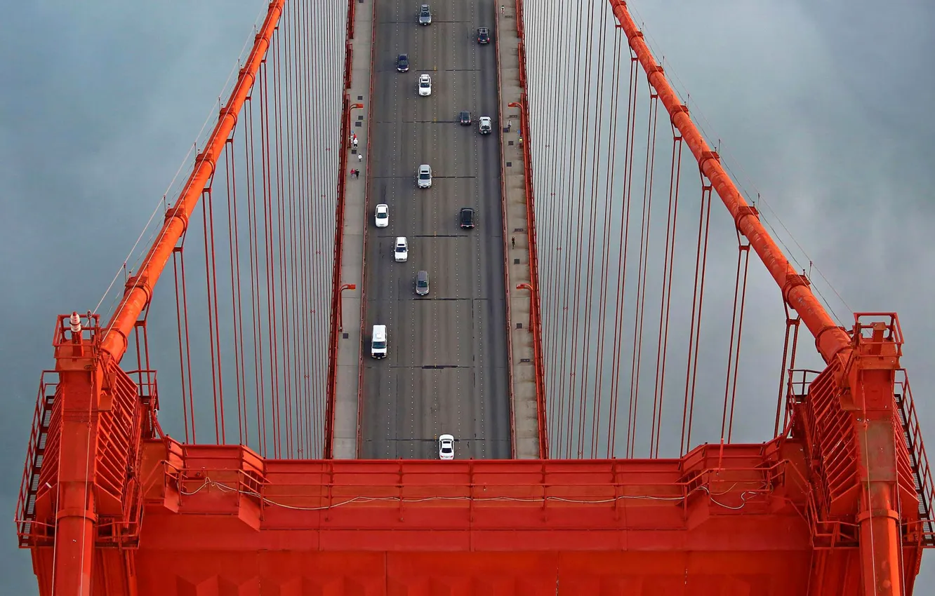 Photo wallpaper bridge, support, San Francisco, Golden Gate, USA, cars