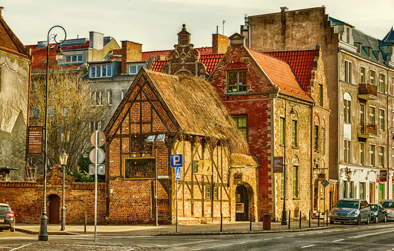 Photo wallpaper HDR, The city, Street, Poland, Building, Street, Poland, Gdansk