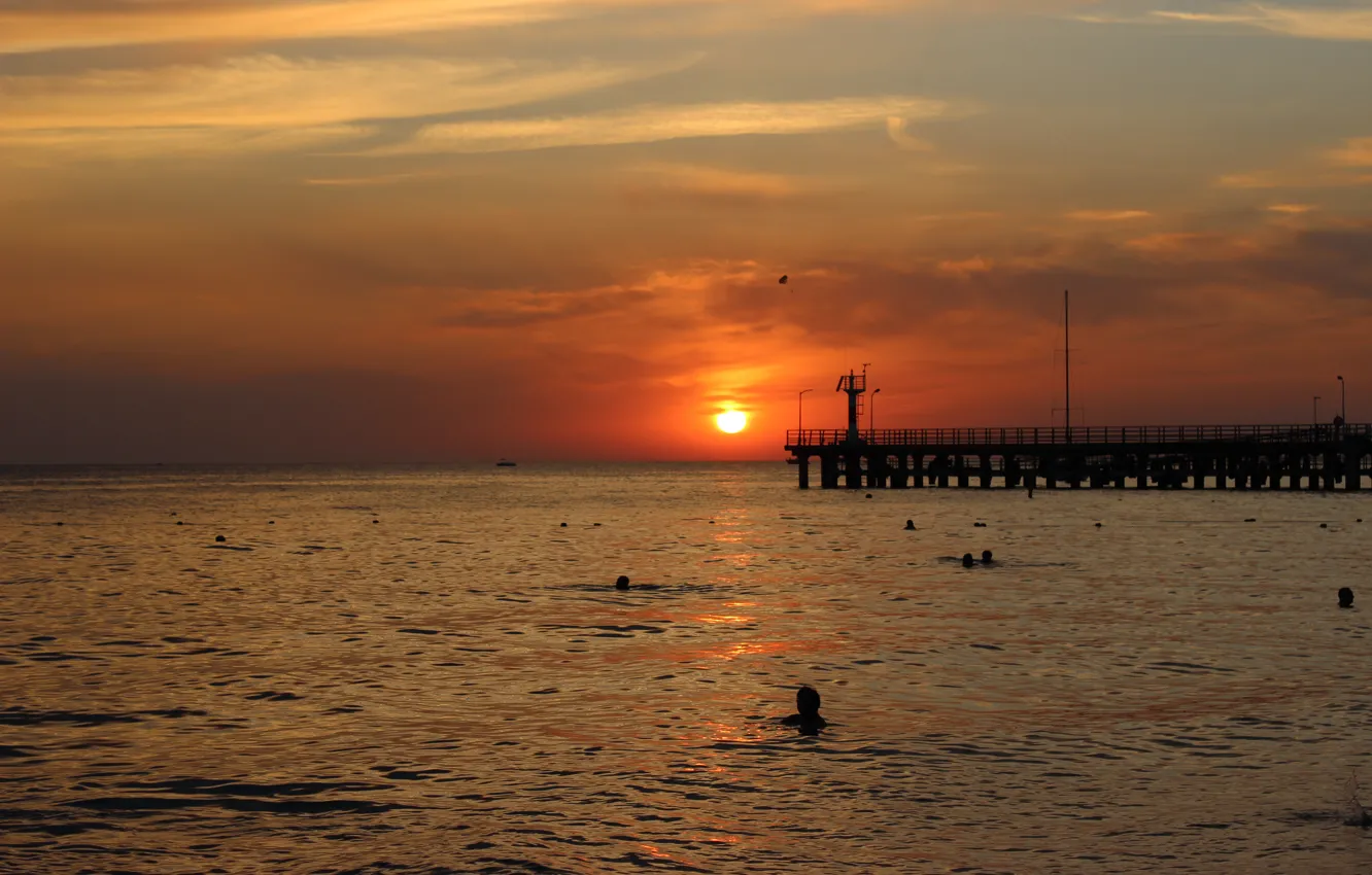 Photo wallpaper sea, sunset, the evening