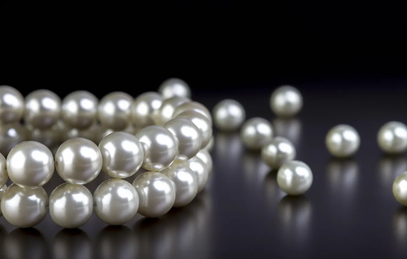 Photo wallpaper macro, gift, Shine, beauty, necklace, blur, pearl, placer