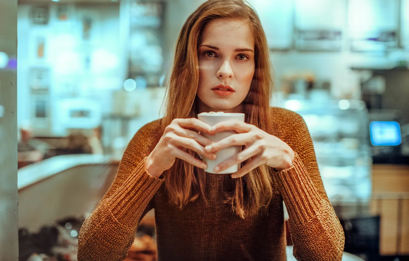 Photo wallpaper look, girl, mug