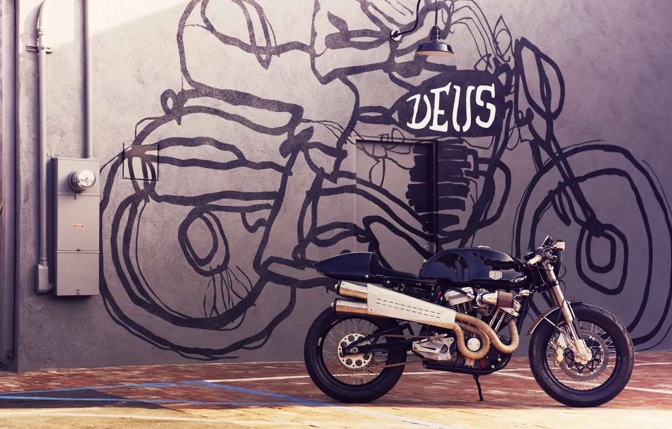 Photo wallpaper black, model, motorcycle, custom, custom, custom items, Deus Ex Machina, Harley Davidson