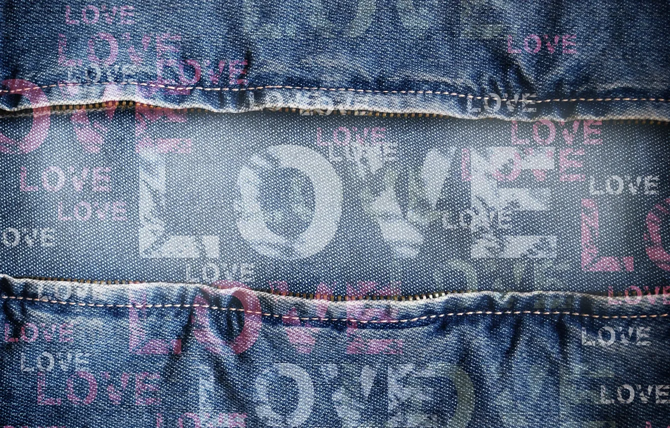 Photo wallpaper the inscription, love, jeans