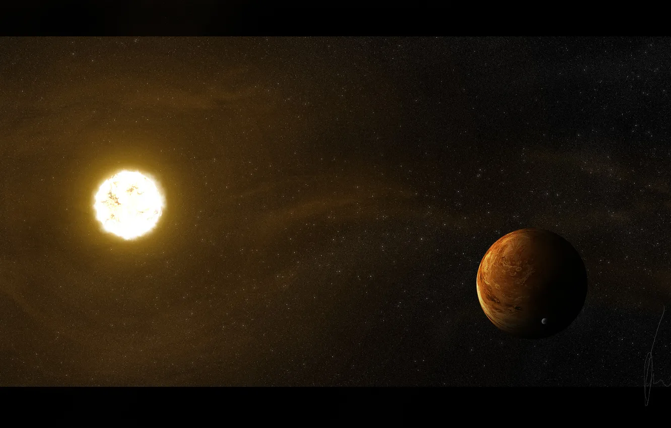 Photo wallpaper space, stars, planet, satellite, stars