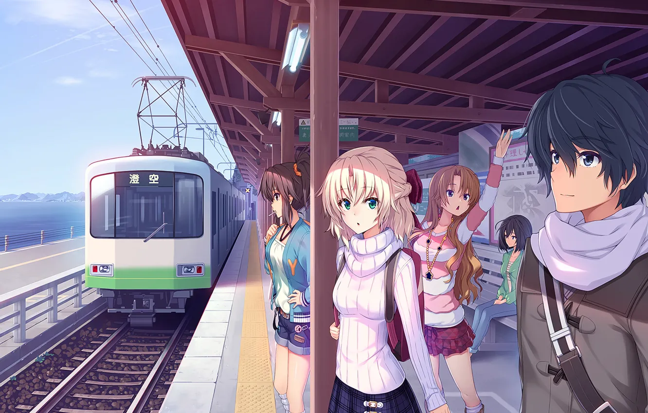 Photo wallpaper people, train, station, Memories Off
