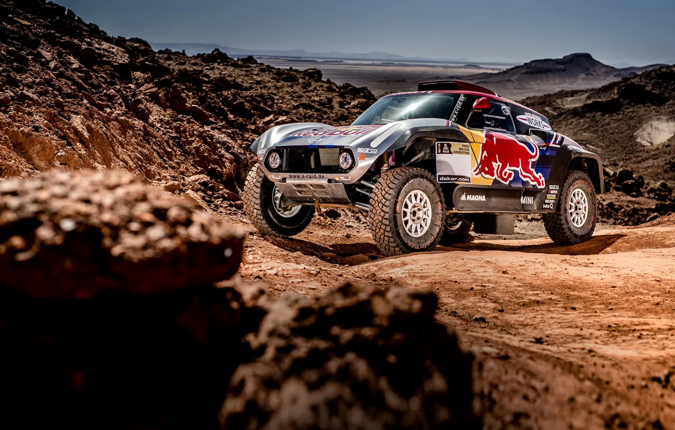 Photo wallpaper Mini, Sport, Desert, Speed, Stones, Rally, Dakar, Dakar