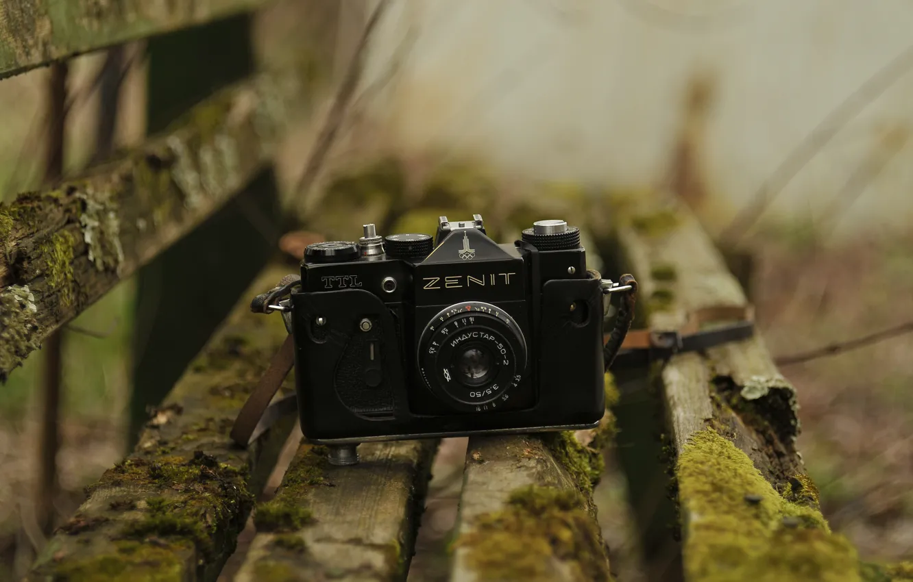 Photo wallpaper yellow, green, retro, Zenit, the camera