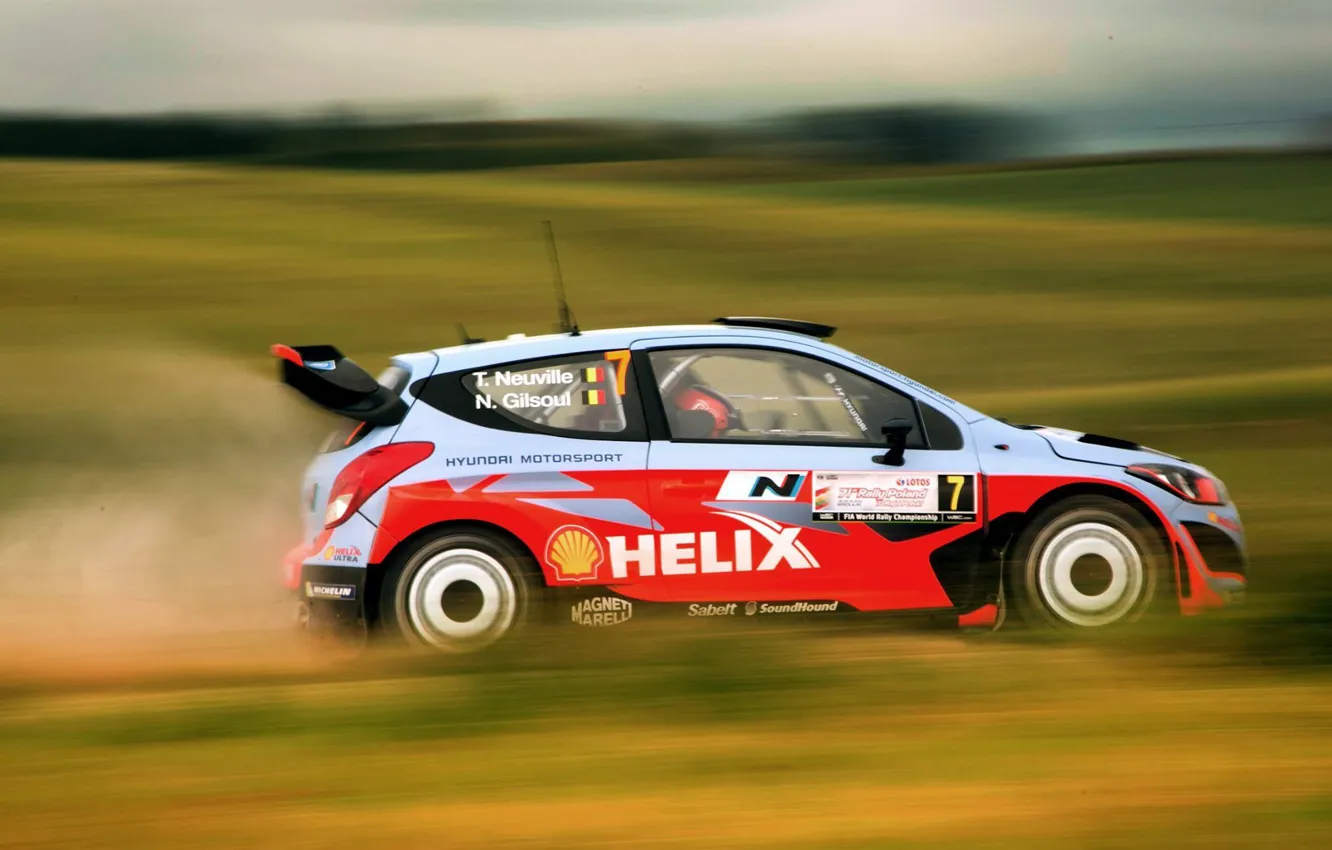 Photo wallpaper Dust, Hyundai, WRC, Rally, i20, Blur, Neuville