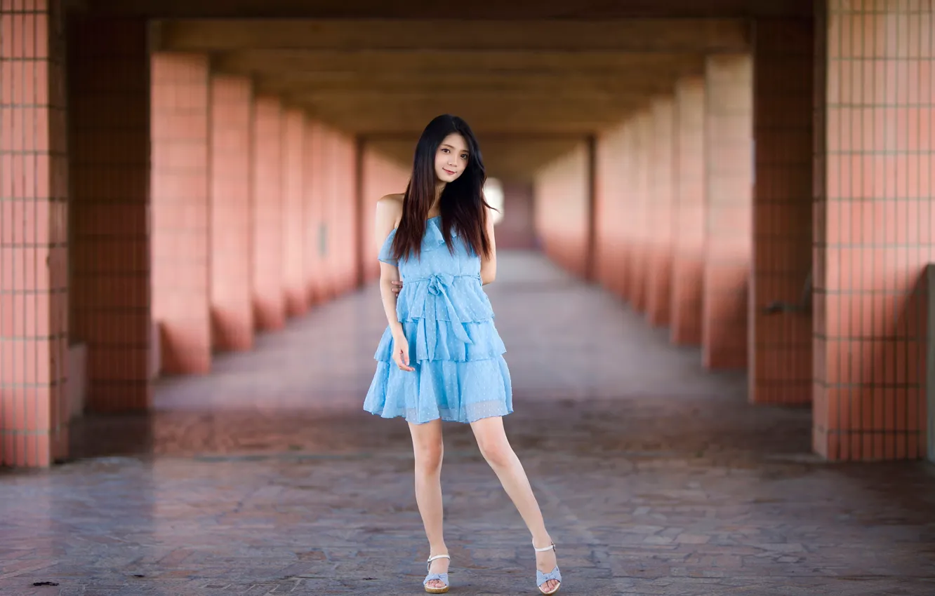 Photo wallpaper dress, legs, Asian, bokeh