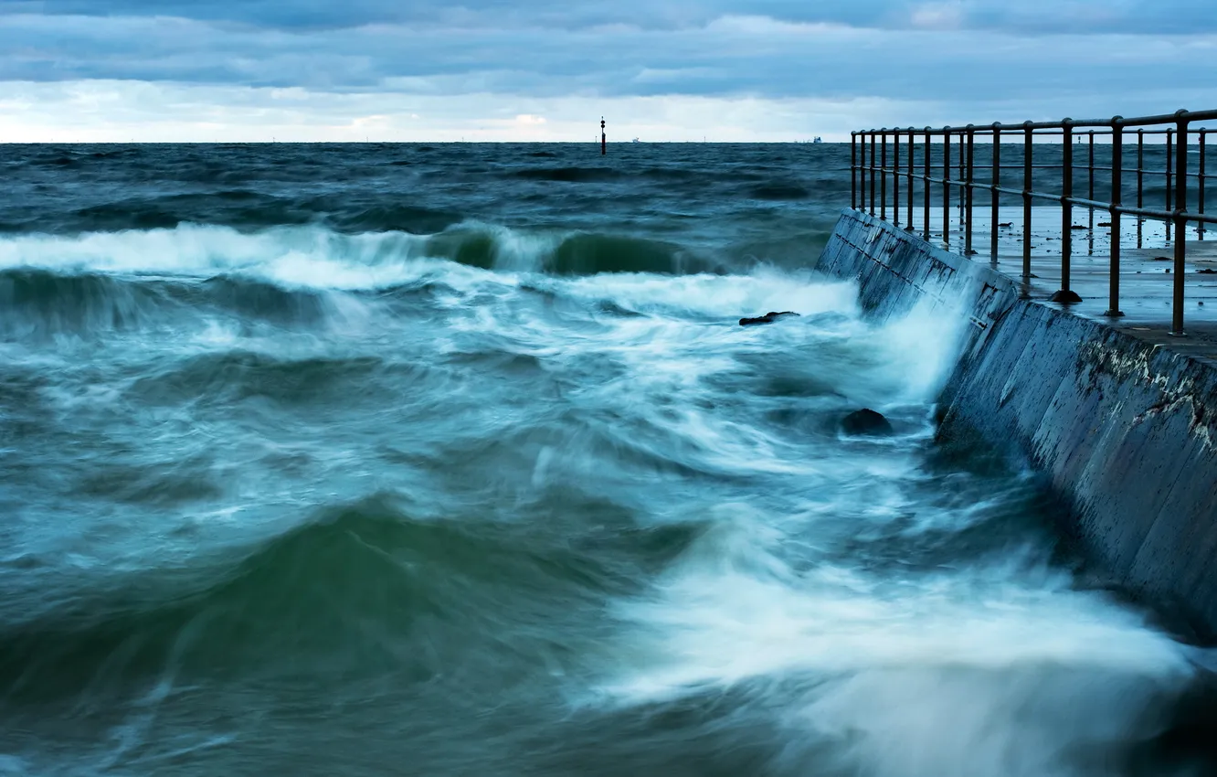 Photo wallpaper sea, wave, landscape, pierce