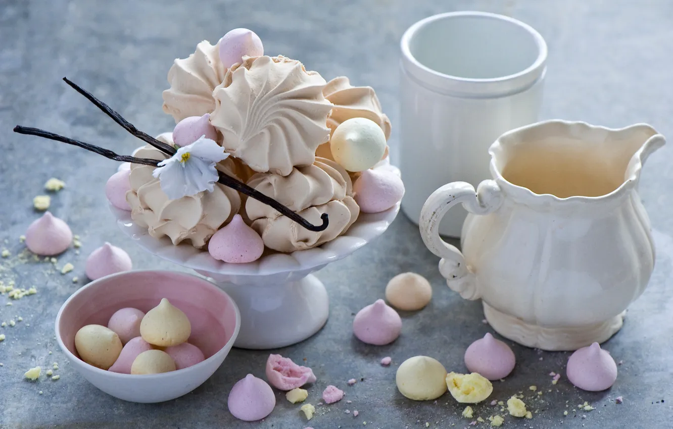 Photo wallpaper baby, sweets, marshmallows