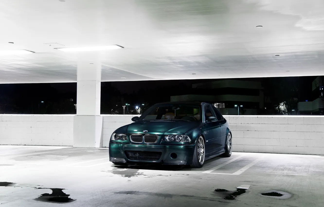 Photo wallpaper BMW, Night, E46, Parking, M3