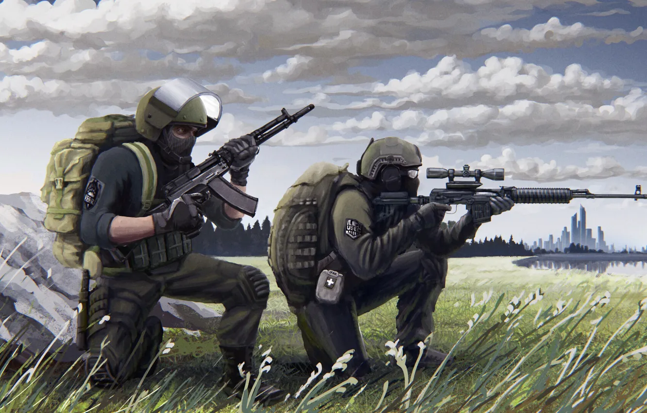 Photo wallpaper Mercenaries, BEAR, USEC, Escape from Tarkov, EFT, R.2028, Russia 2028, PMC