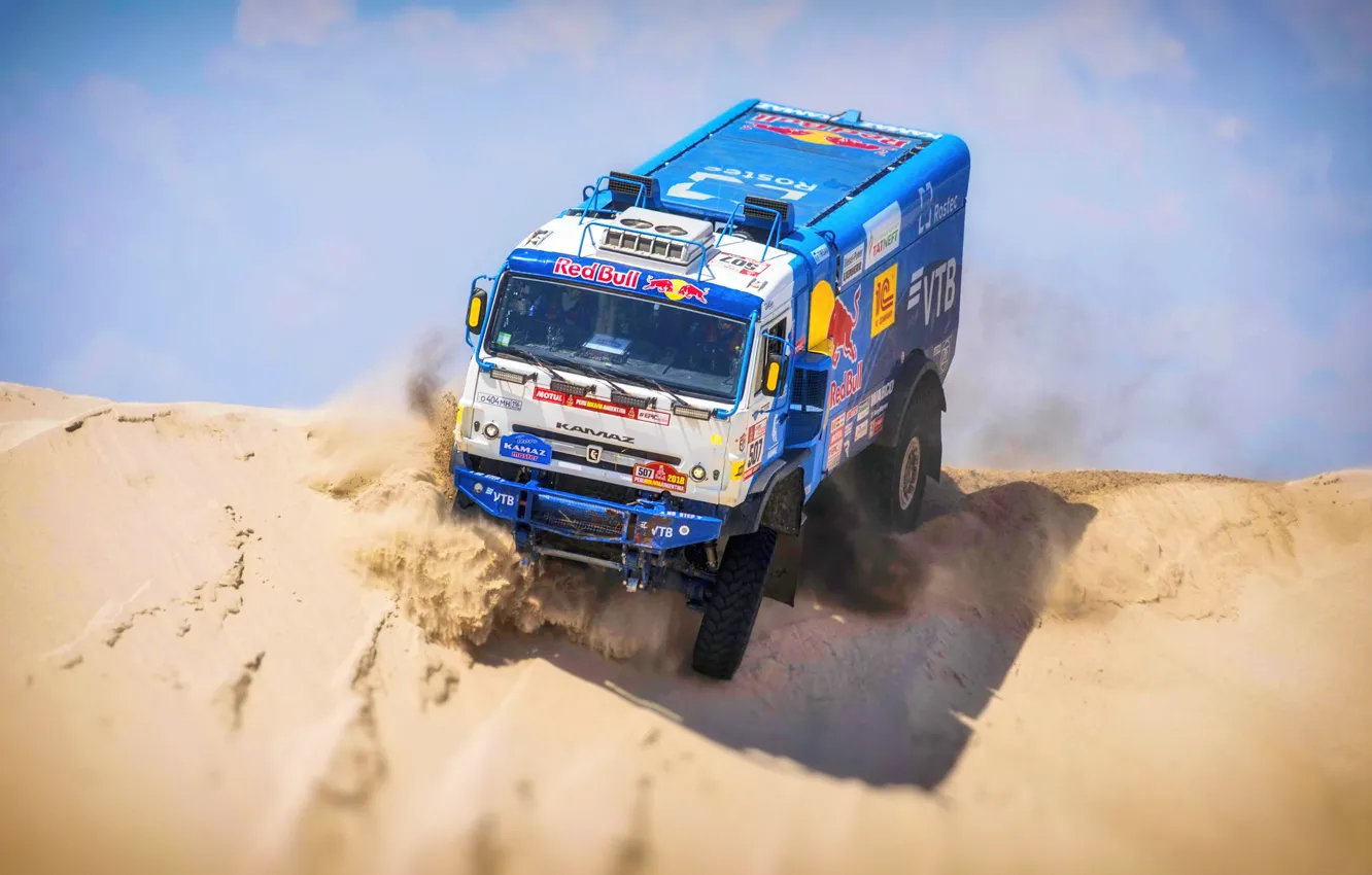 Photo wallpaper Sand, Truck, Race, Master, Russia, Kamaz, Rally, Dakar