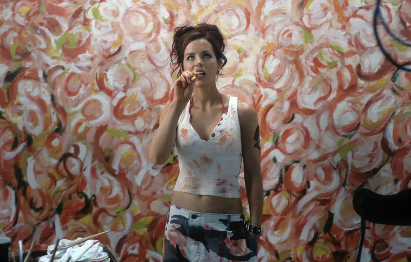 Photo wallpaper paint, actress, Kate Beckinsale, Kate Beckinsale, brush, artist