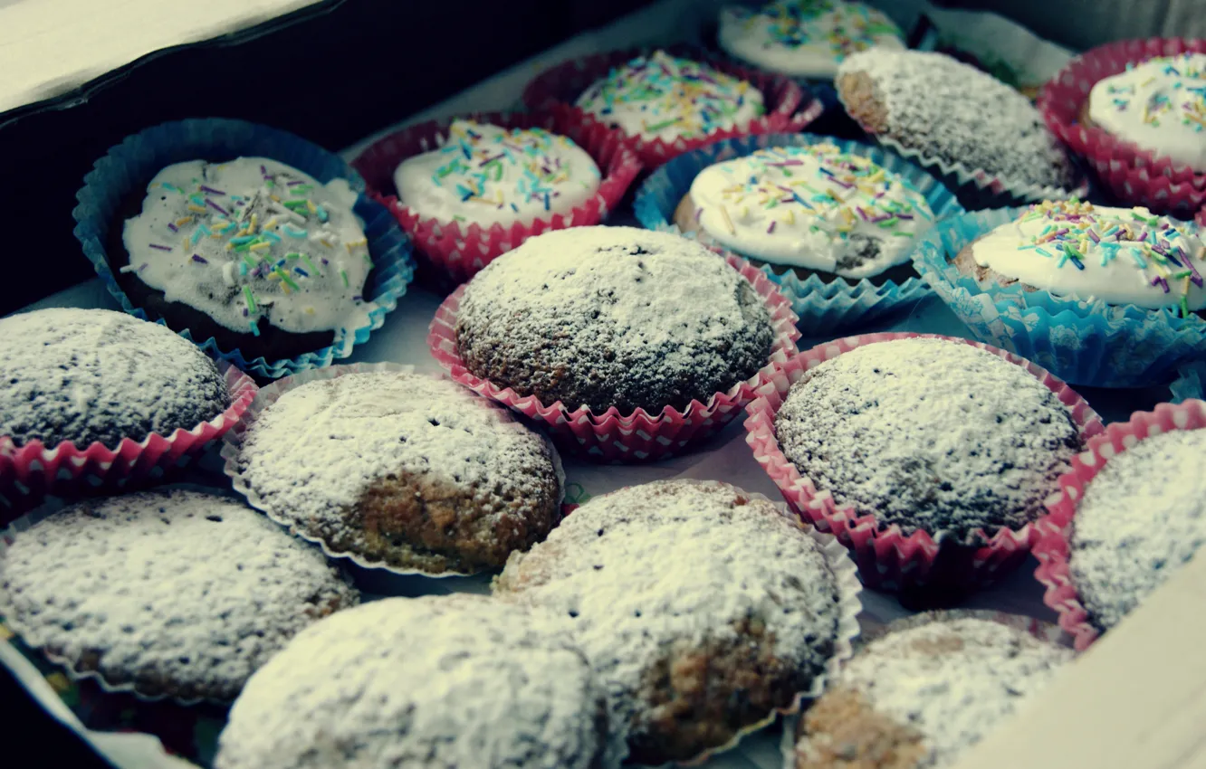 Photo wallpaper food, sweets, cake, delicious, cupcakes, cupcakes