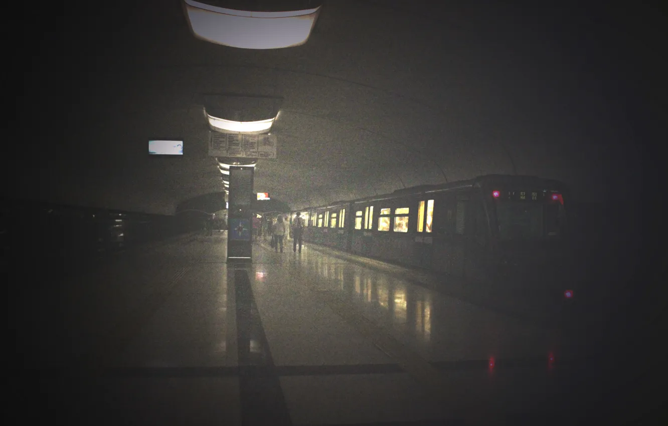 Photo wallpaper light, metro, train, Kazan
