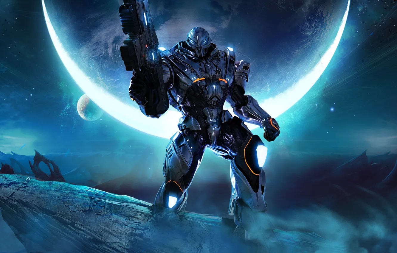 Photo wallpaper planet, gun, Section 8