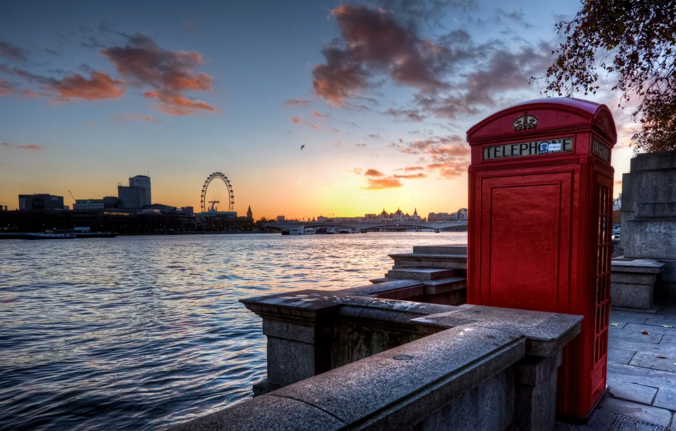 Photo wallpaper England, London, UK, bridge, sunset, London, England, London Eye