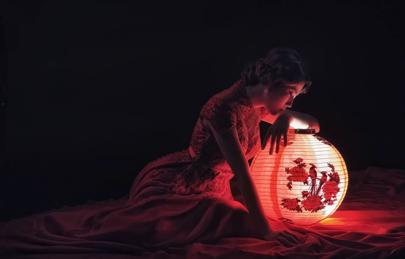 Photo wallpaper light, pose, lights, Asian, reflections