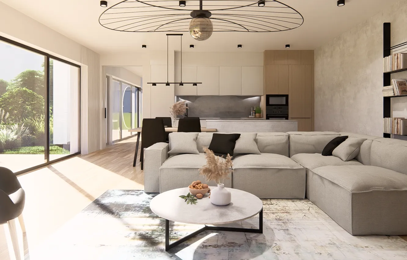 Photo wallpaper design, style, interior, Czech Republic, kitchen, living room, dining room