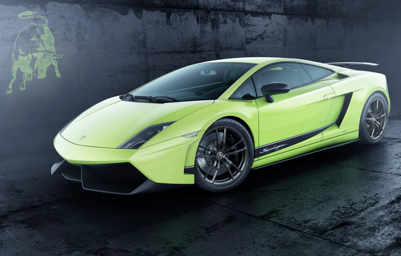 Photo wallpaper emblem, Superleggera, green, Gallardo LP 570 4