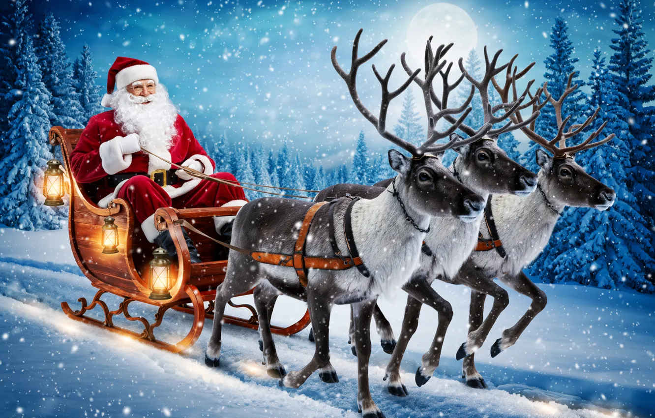 Photo wallpaper winter, snow, new year, Christmas, AI art, neural network