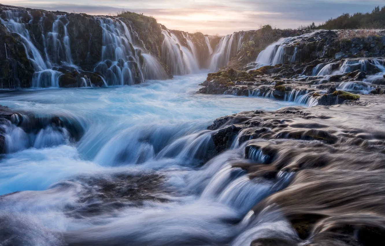 Photo wallpaper rocks, waterfall, Iceland