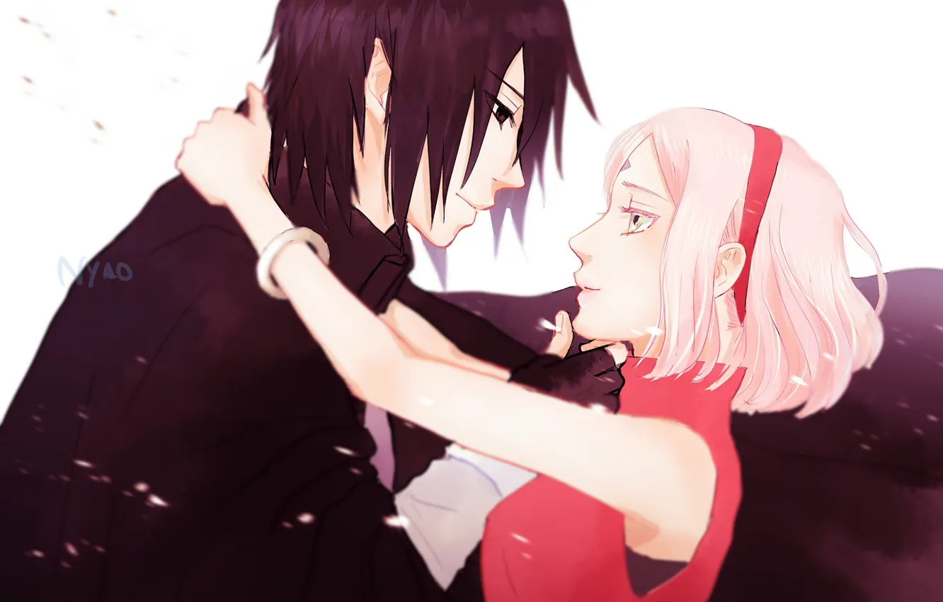 Photo wallpaper love, romance, pair, two, Naruto, Naruto, Sasuke Uchiha, Sakura Haruno