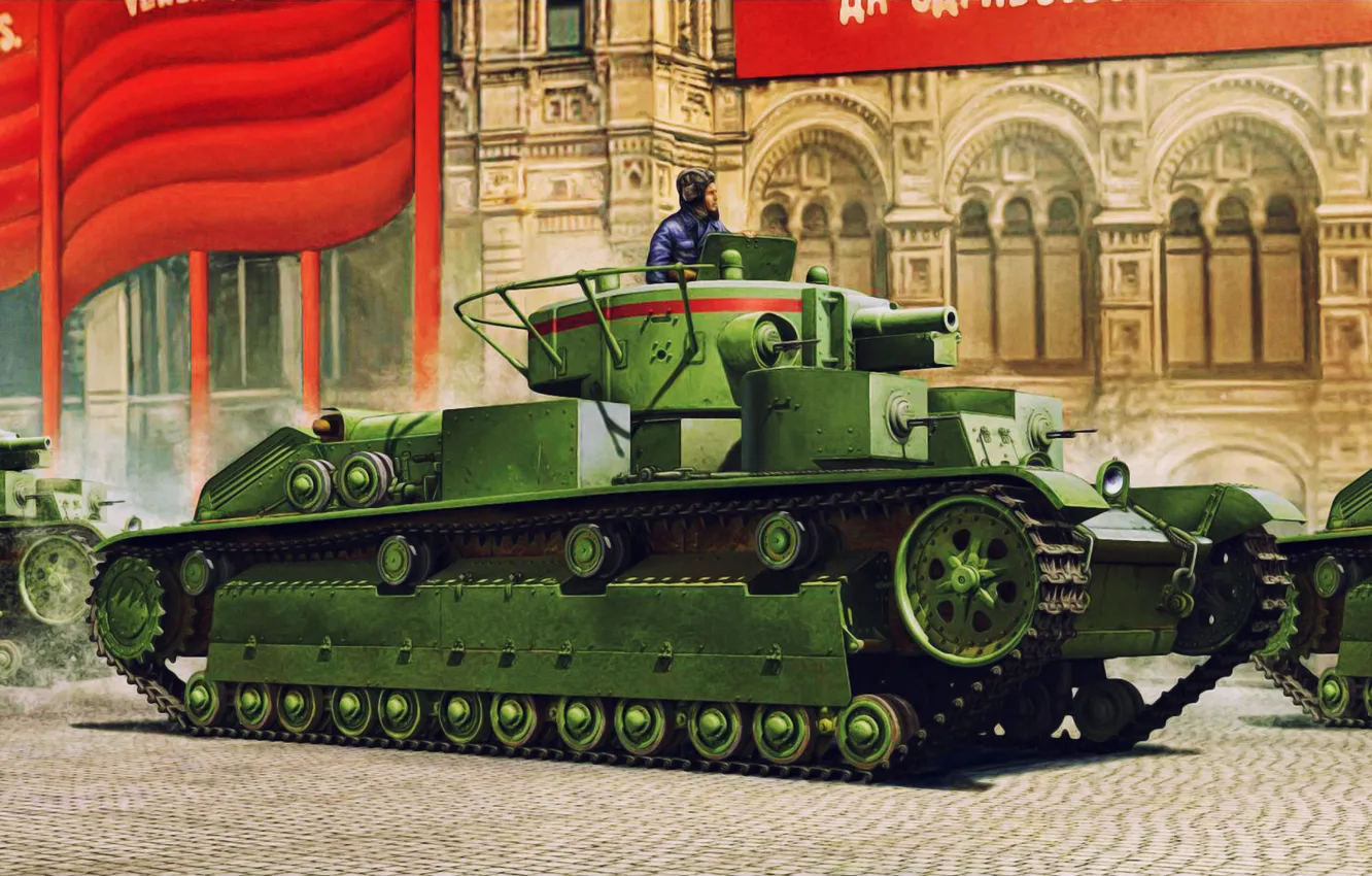 Photo wallpaper war, art, painting, tank, WW2, T-28 Medium Tank (Early)