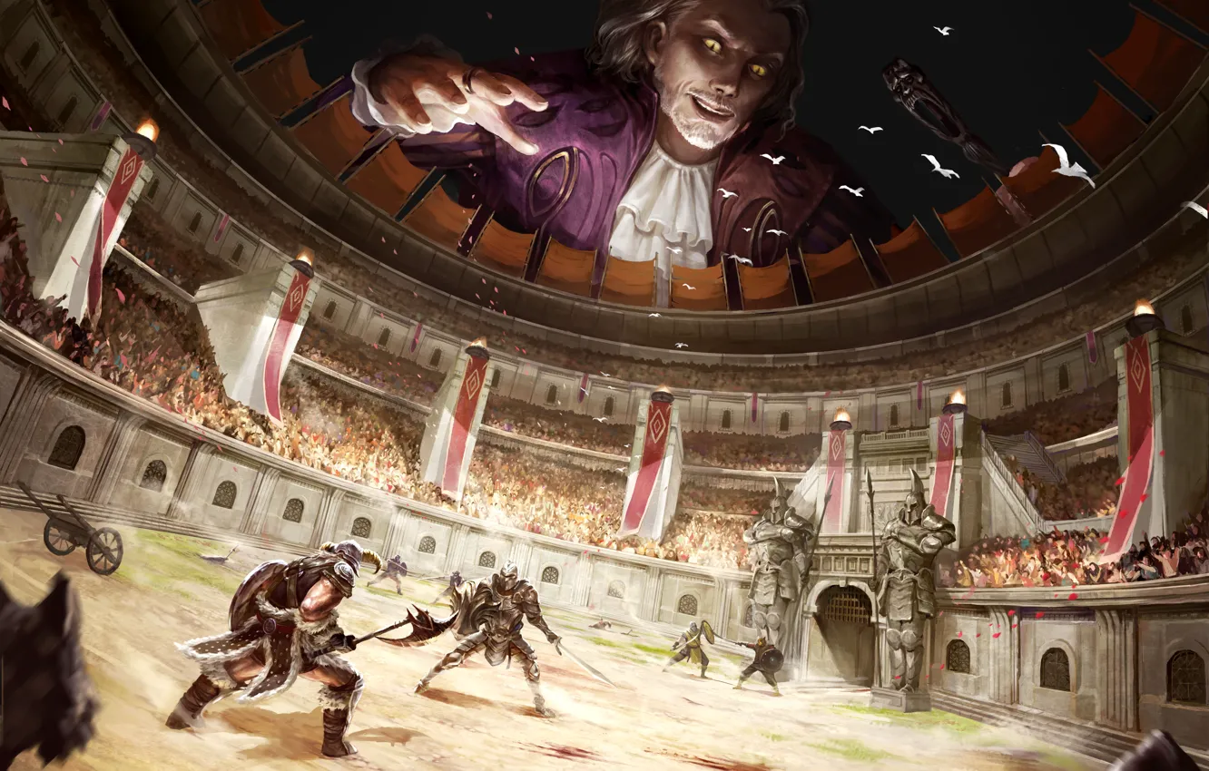 Photo wallpaper warrior, battle, game, arena, The Elder Scrolls: Legends