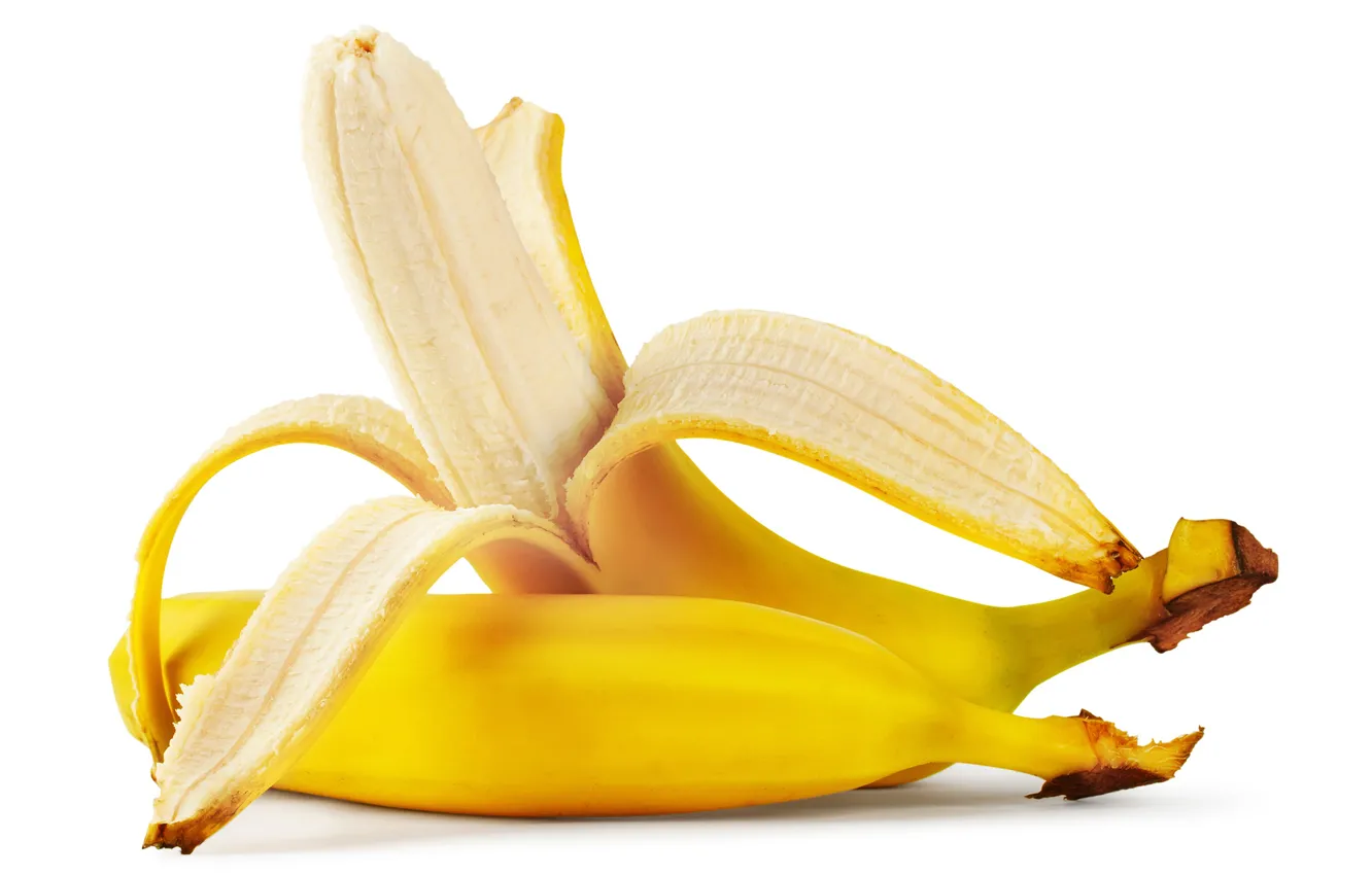 Photo wallpaper yellow, bananas, white background, fruit, peel